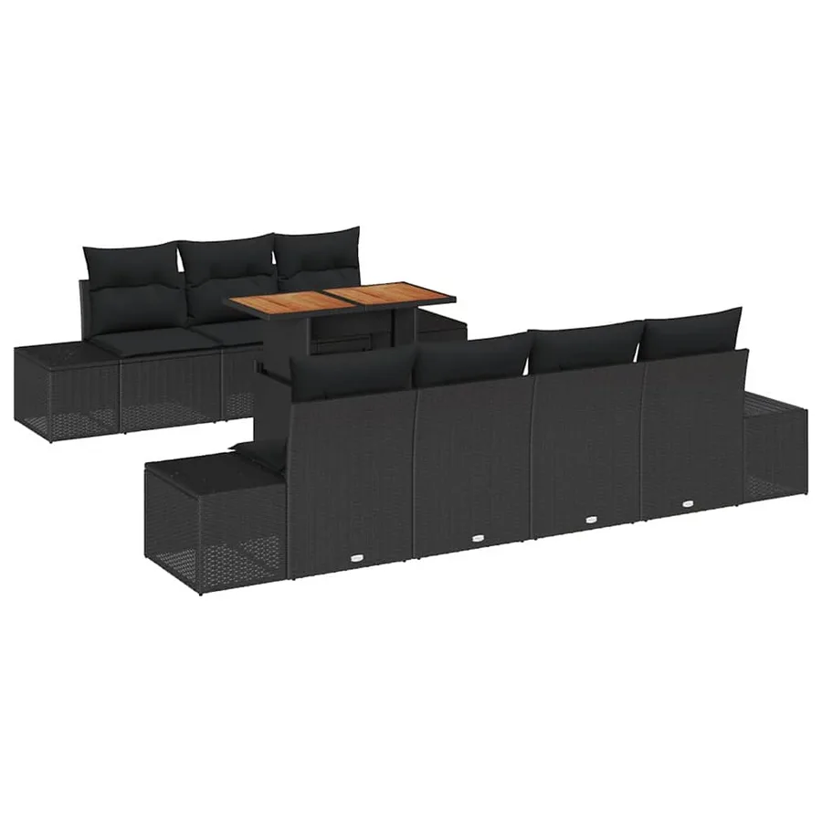 Ensemble de canapé de jardin 8 pc Noir et Marron - 2