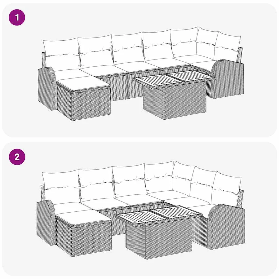 Ensemble de canapé de jardin avec coussin 8 pcs Gris - 9