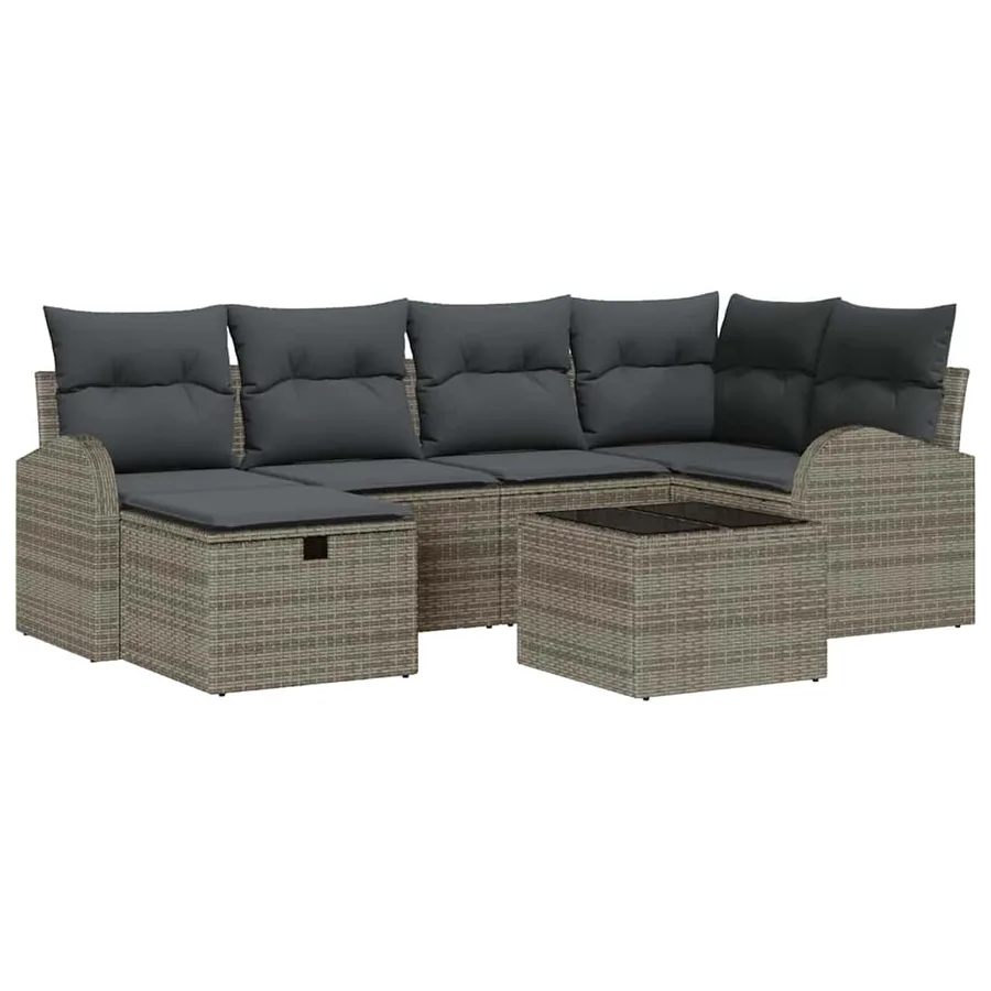 Ensemble de Canapés avec coussin avec stockage Gris polyrotin - 2