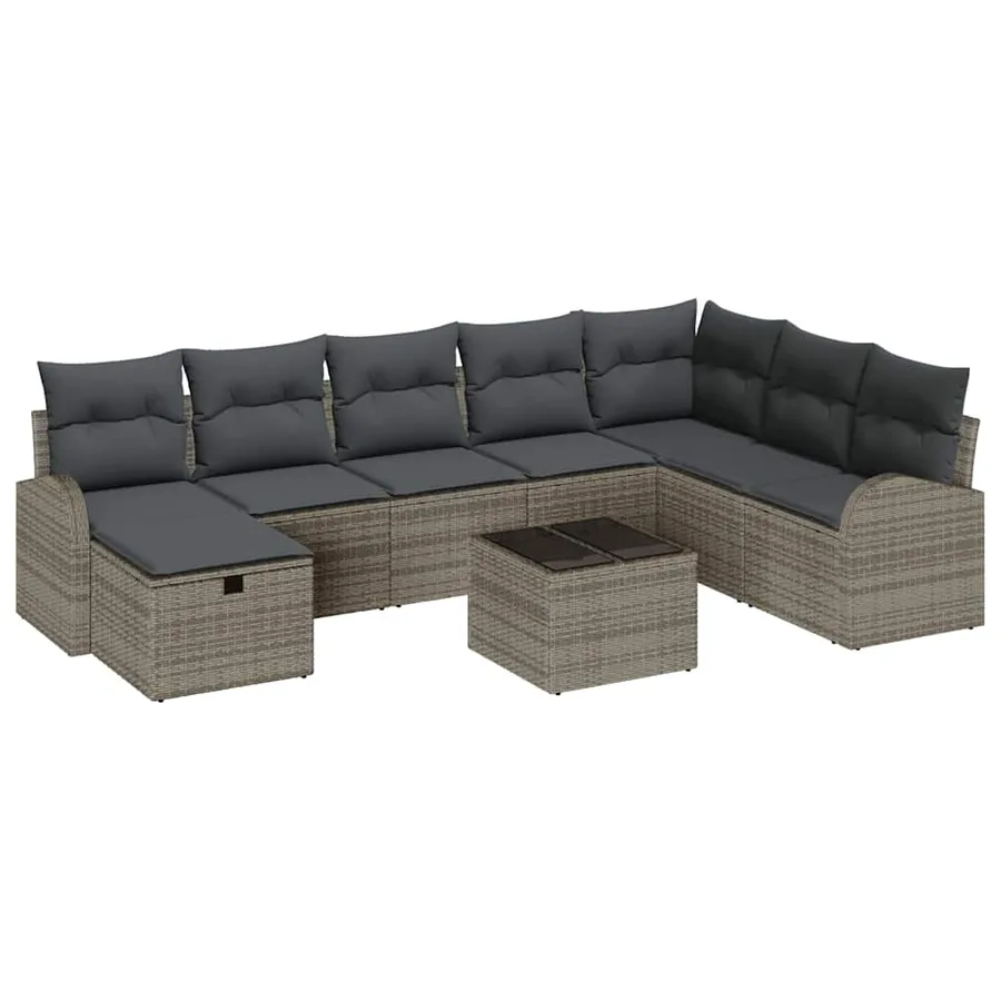 Ensemble de Canapés avec coussin avec stockage Gris polyrotin - 2