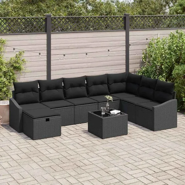 Ensemble de Canapés avec coussin 8 pcs polyrotin