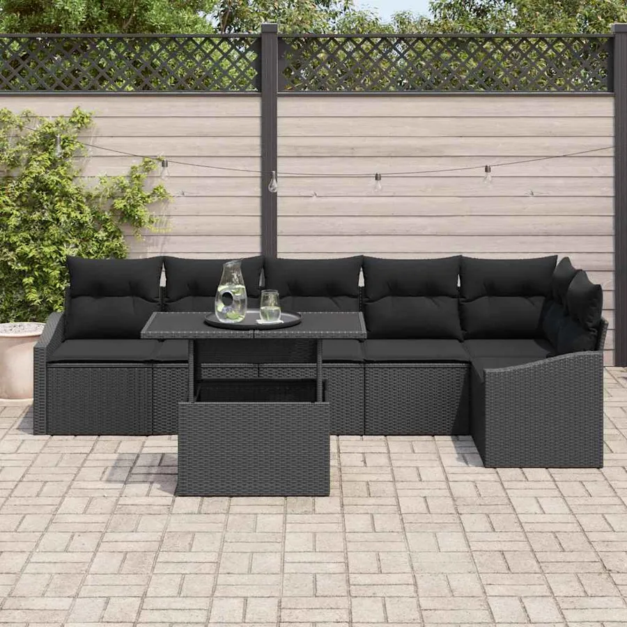Ensemble de canapé de jardin avec coussin Réglable 7 pcs Noir - 3