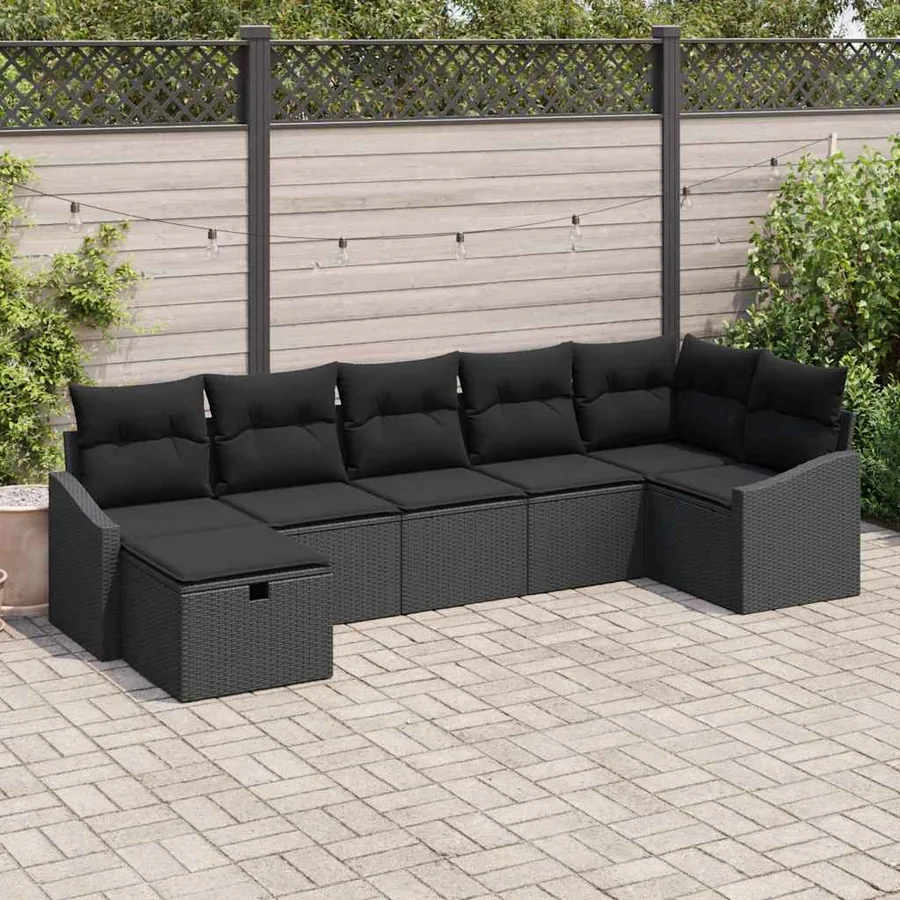 Ensemble de Canapés avec coussin 7 pcs polyrotin