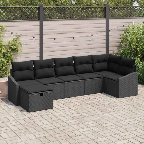 Ensemble de Canapés avec coussin 7 pcs polyrotin