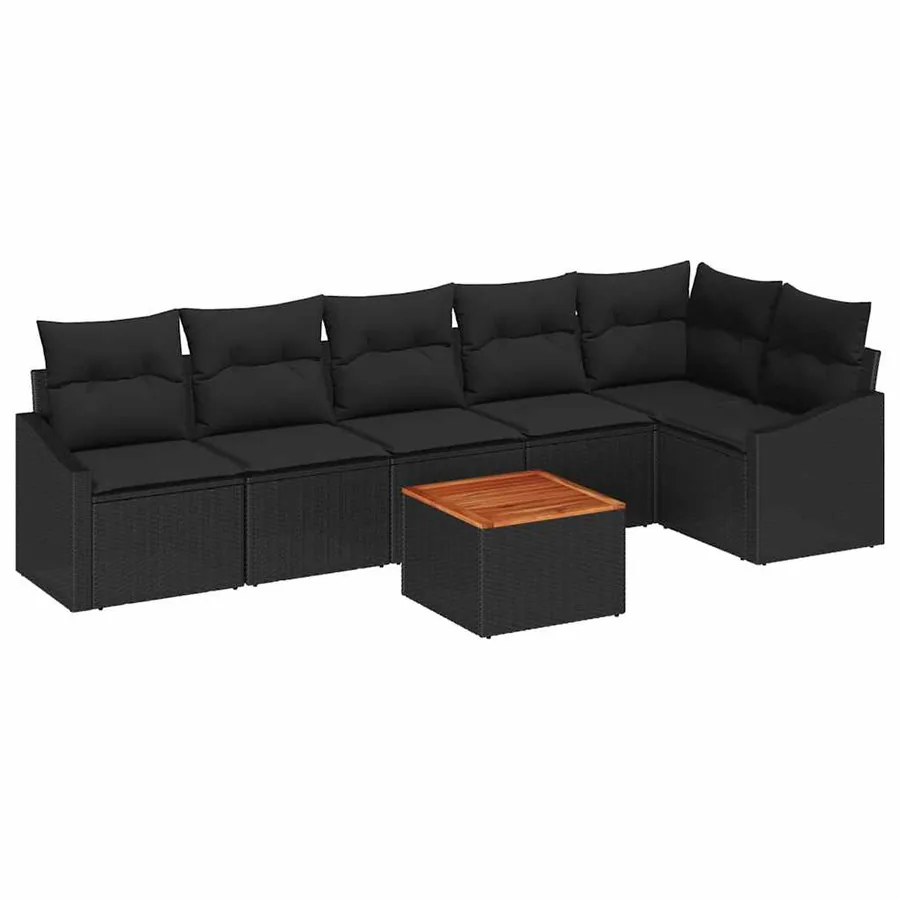 Ensemble de canapé de jardin avec stockage 7 pcs Noir polyrotin - 2