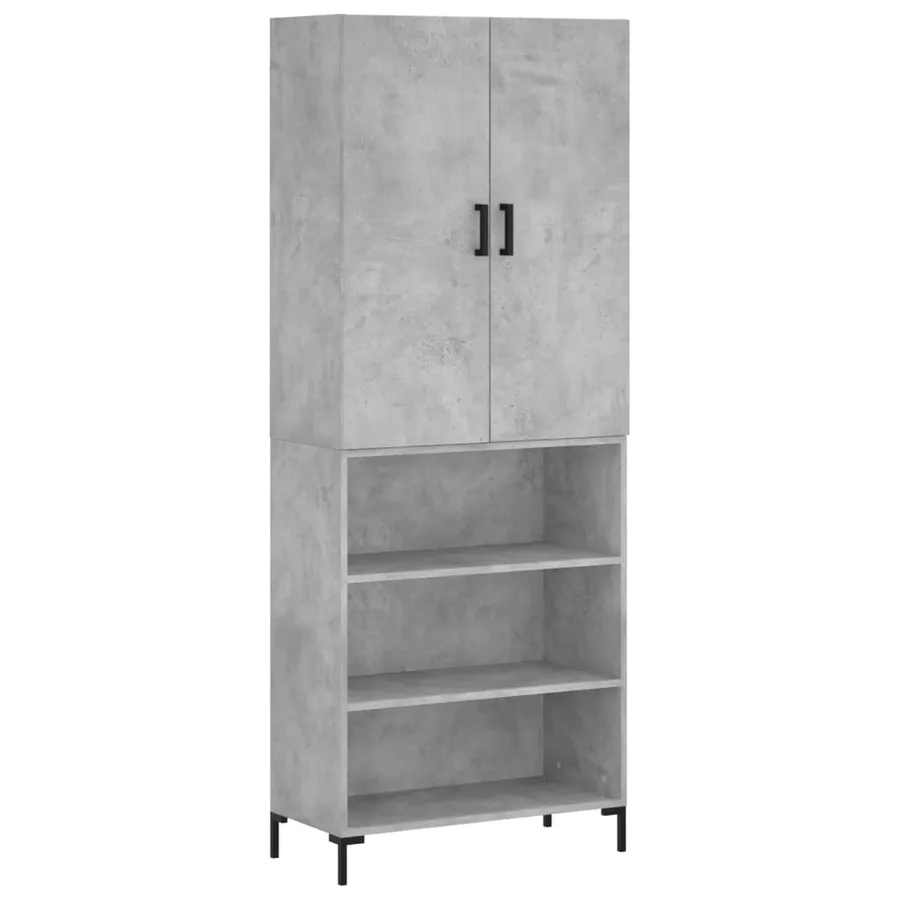 Buffet haut Gris béton 69,5x34x180 cm Bois d'ingénierie - 2