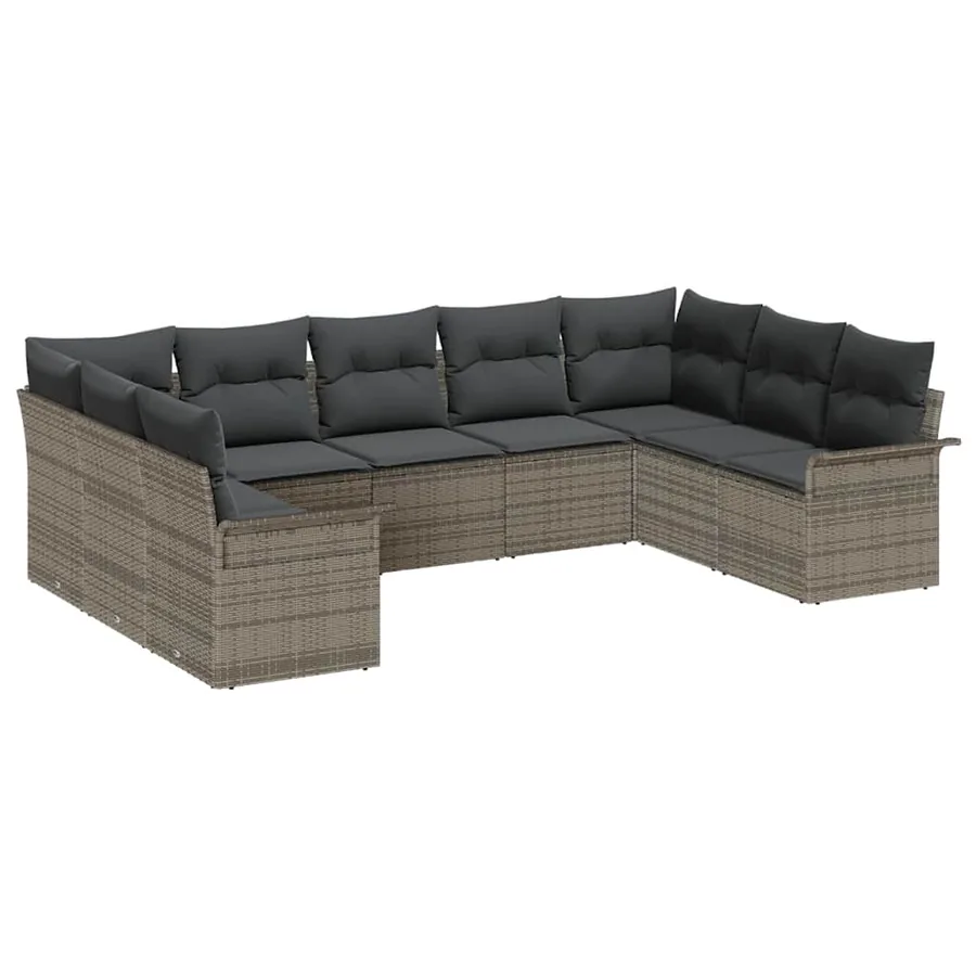 Ensemble de canapé de jardin avec coussin Gris polyrotin - 2