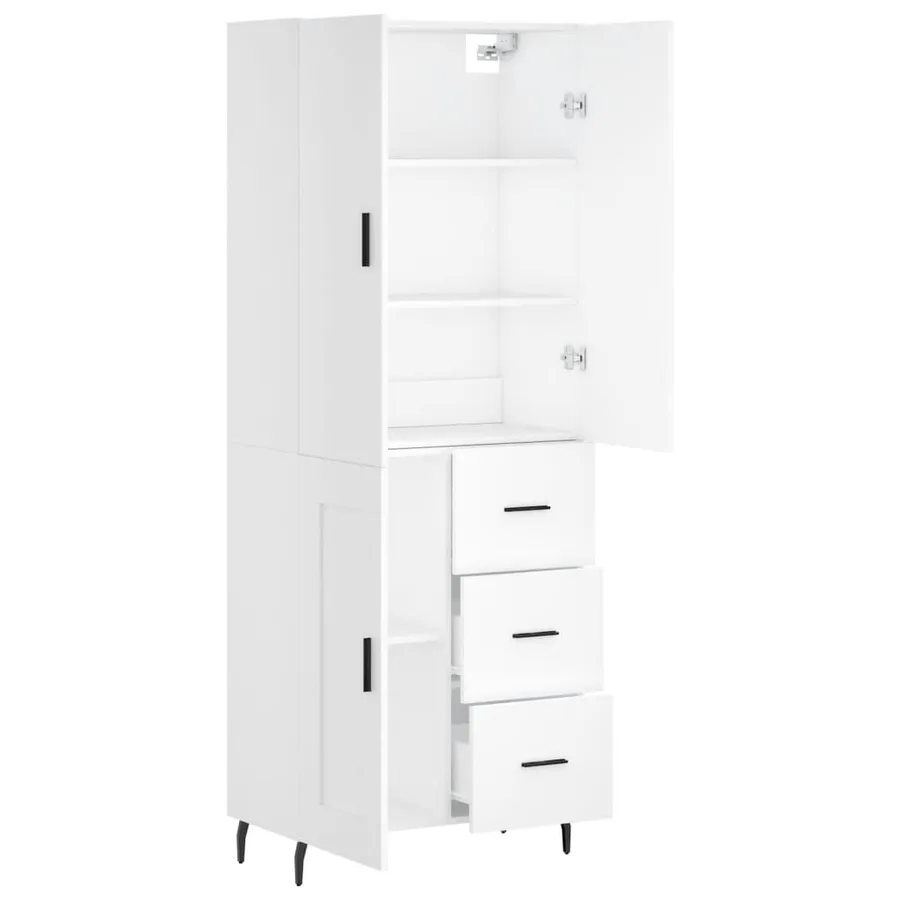 Buffet haut Blanc 69,5x34x180 cm Bois d'ingénierie - 4
