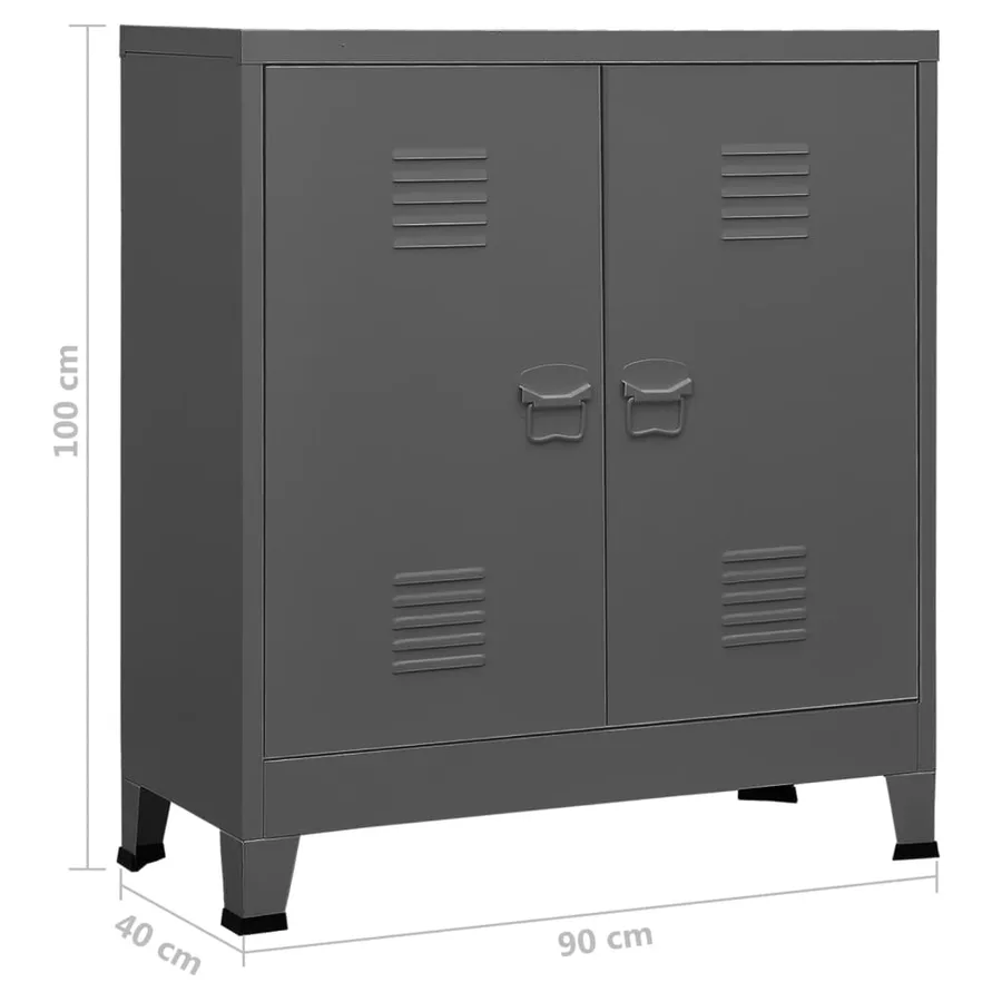 Coffre de rangement industriel Anthracite 90x40x100 cm Acier - 8