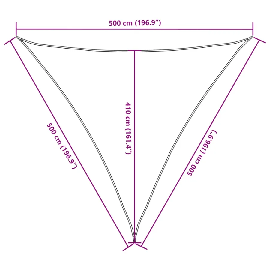 Voile de parasol tissu oxford triangulaire 5x5x5 m marron - 10