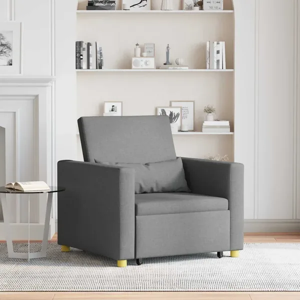 Canapé-lit escamotable simple Gris foncé 90 x 165 x 87 cm tissu