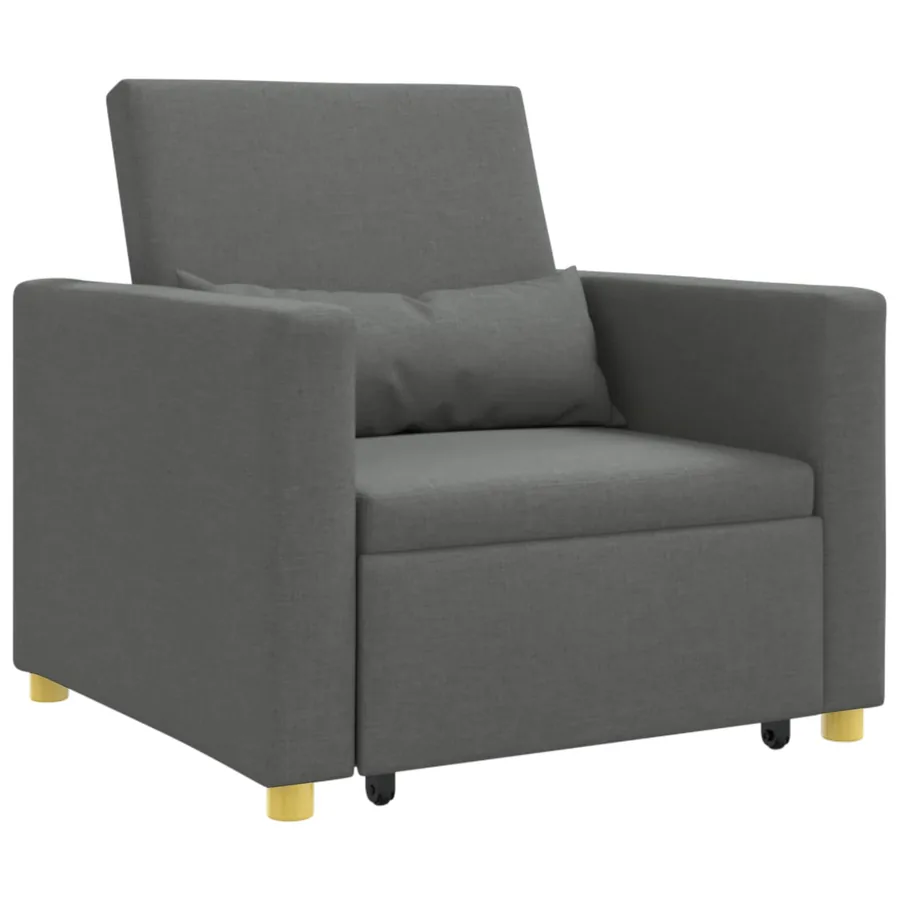 Canapé-lit escamotable simple Gris foncé 90 x 165 x 87 cm tissu - 2