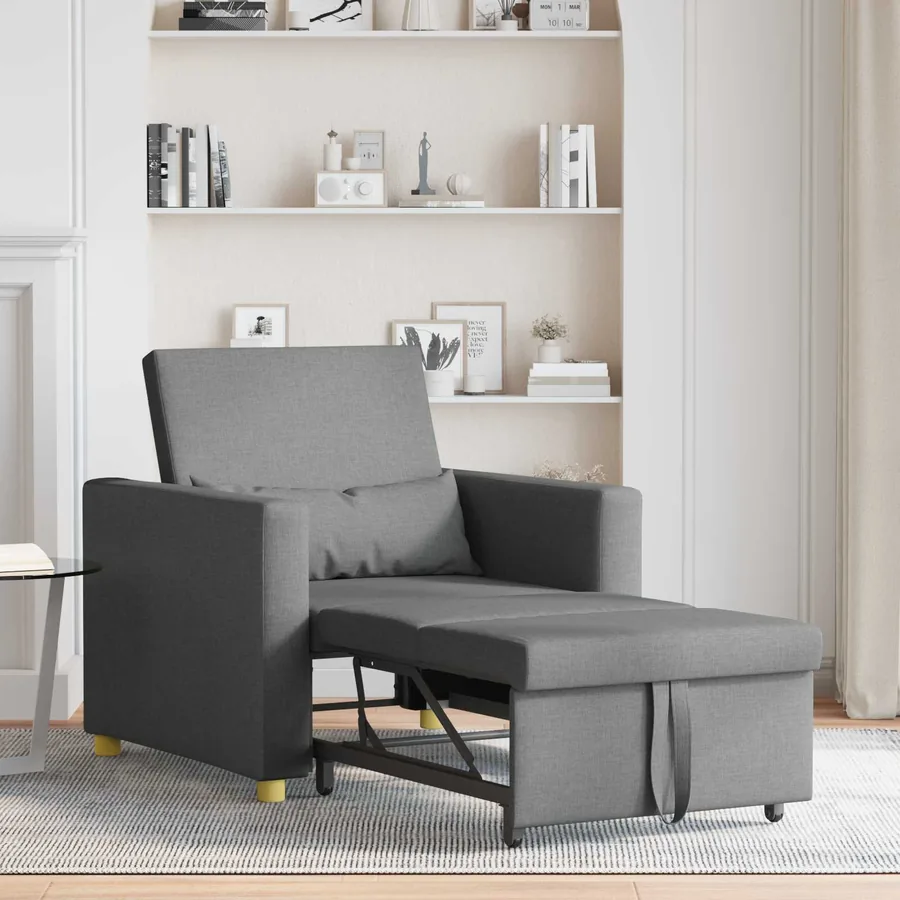 Canapé-lit escamotable simple Gris foncé 90 x 165 x 87 cm tissu - 3