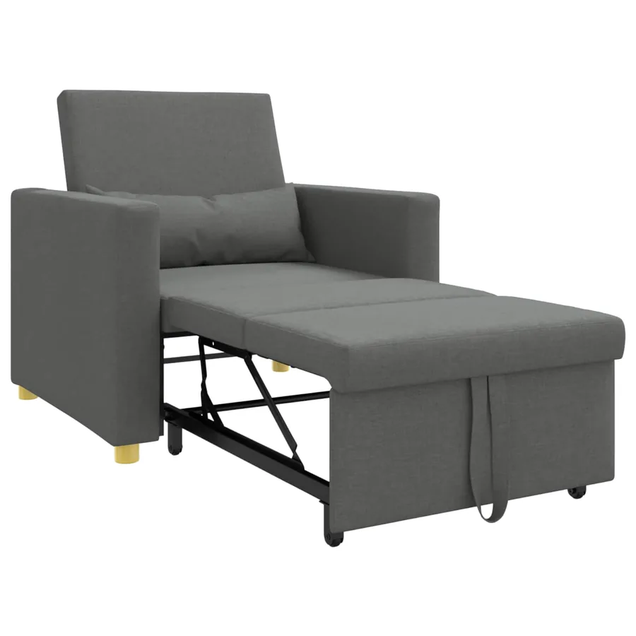 Canapé-lit escamotable simple Gris foncé 90 x 165 x 87 cm tissu - 4
