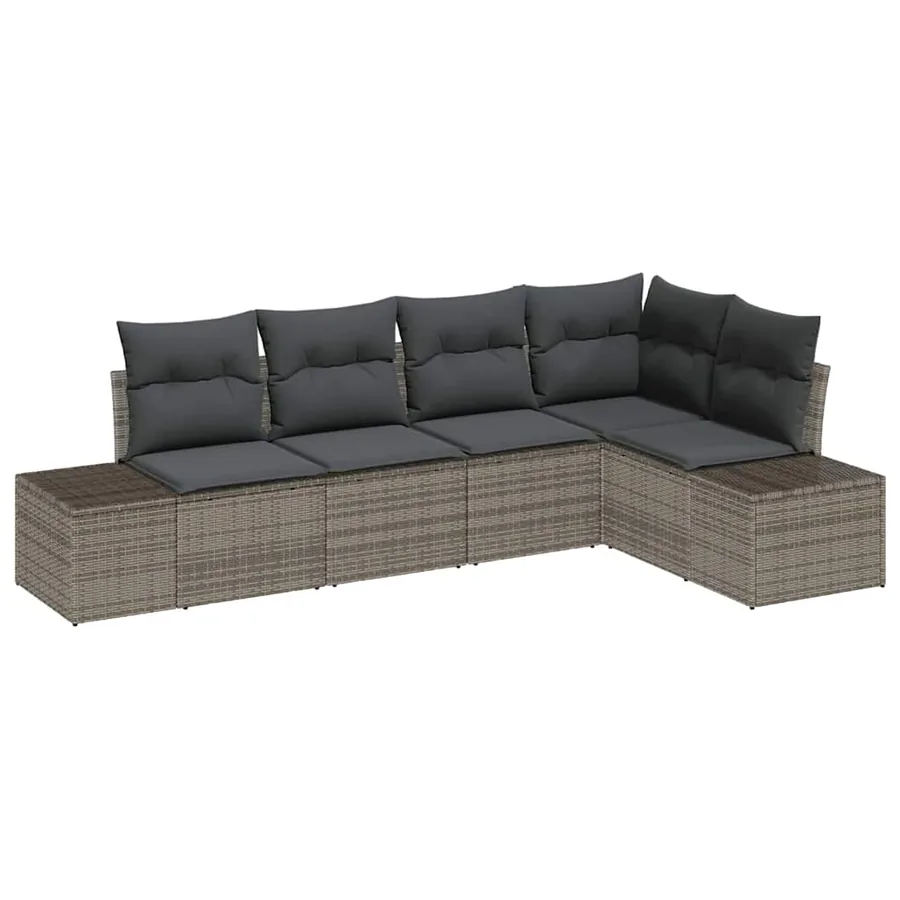 Ensemble de canapé de jardin 5 pcs Gris polyrotin - 2
