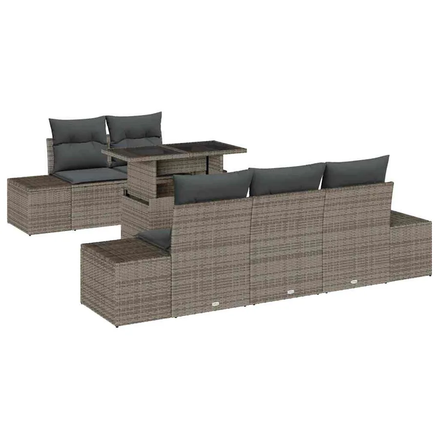 Ensemble de Canapés avec coussin 6 pcs Gris polyrotin - 2