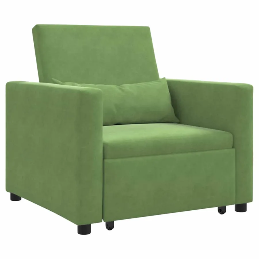 Canapé-lit escamotable simple avec des roues Vert clair Velours - 2