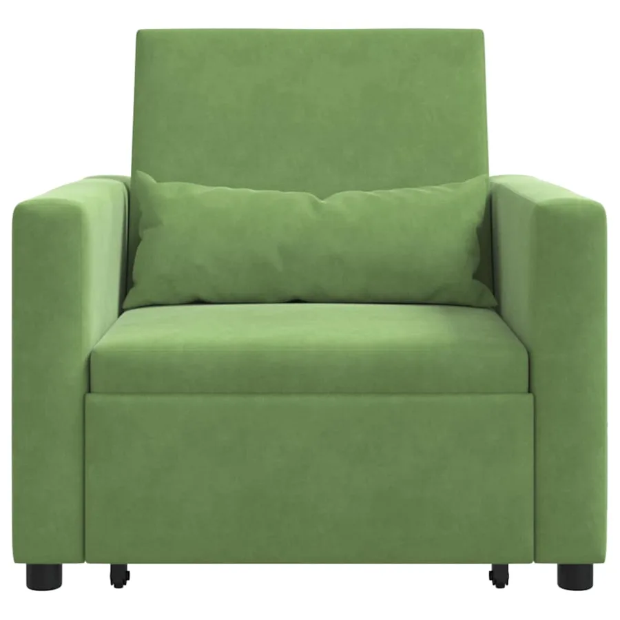 Canapé-lit escamotable simple avec des roues Vert clair Velours - 5