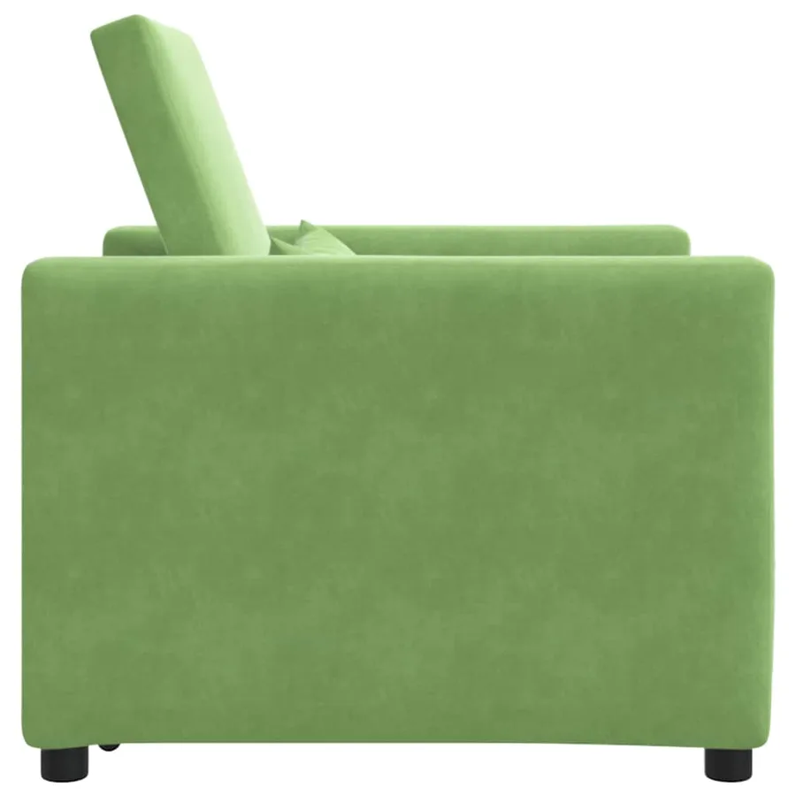 Canapé-lit escamotable simple avec des roues Vert clair Velours - 6