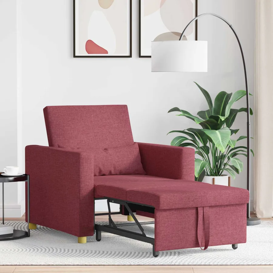 Canapé-lit escamotable simple Bordeaux 90 x 165 x 87 cm tissu - 3