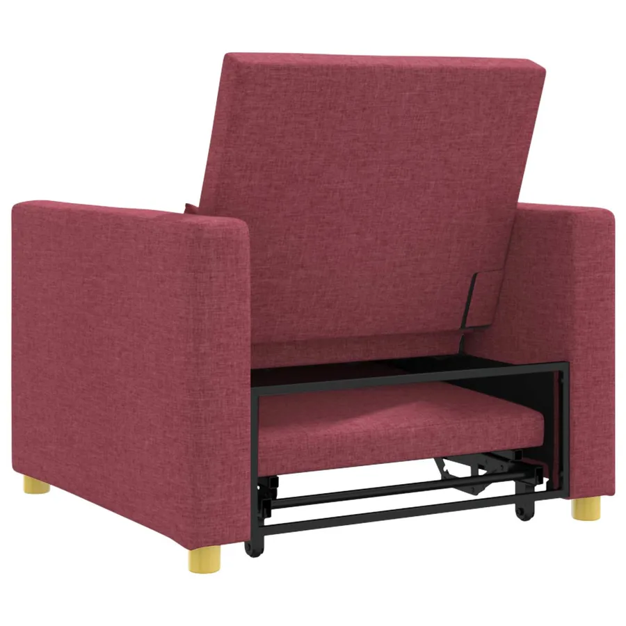 Canapé-lit escamotable simple Bordeaux 90 x 165 x 87 cm tissu - 7