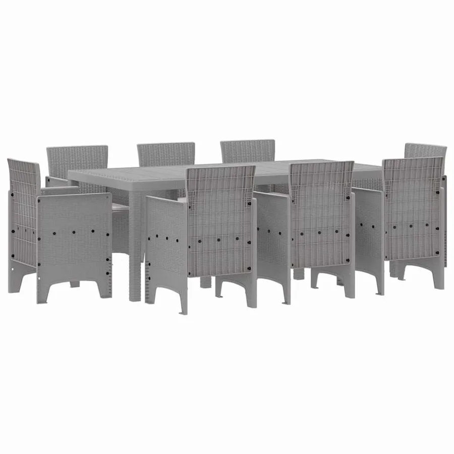 Ensemble de salle à manger pour jardin 9 pcs Gris clair - 2