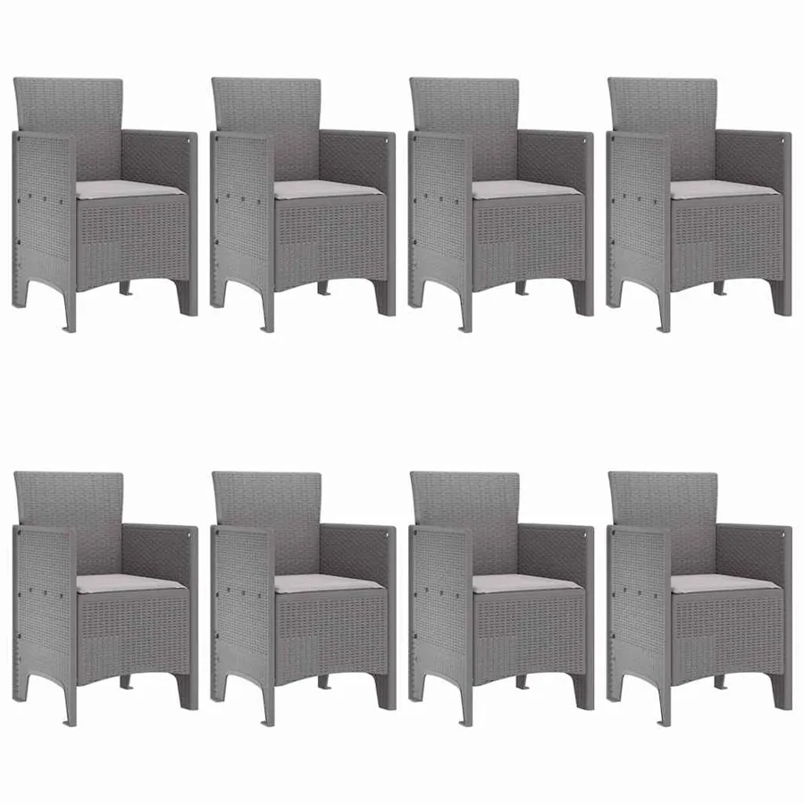 Ensemble de salle à manger pour jardin 9 pcs Gris clair - 4