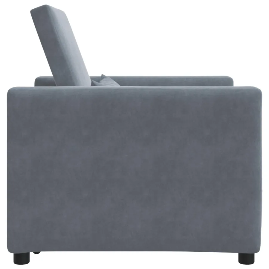 Canapé-lit escamotable simple avec des roues Gris foncé Velours - 4