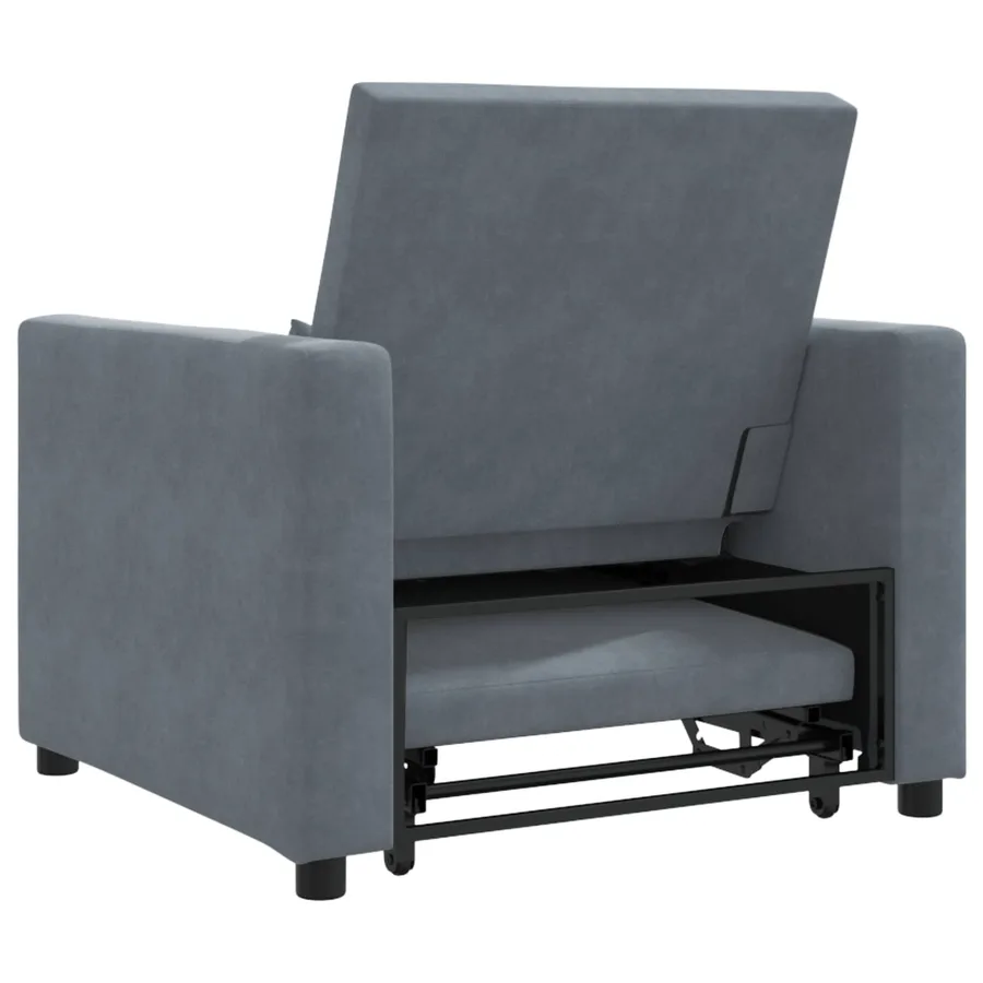 Canapé-lit escamotable simple avec des roues Gris foncé Velours - 5