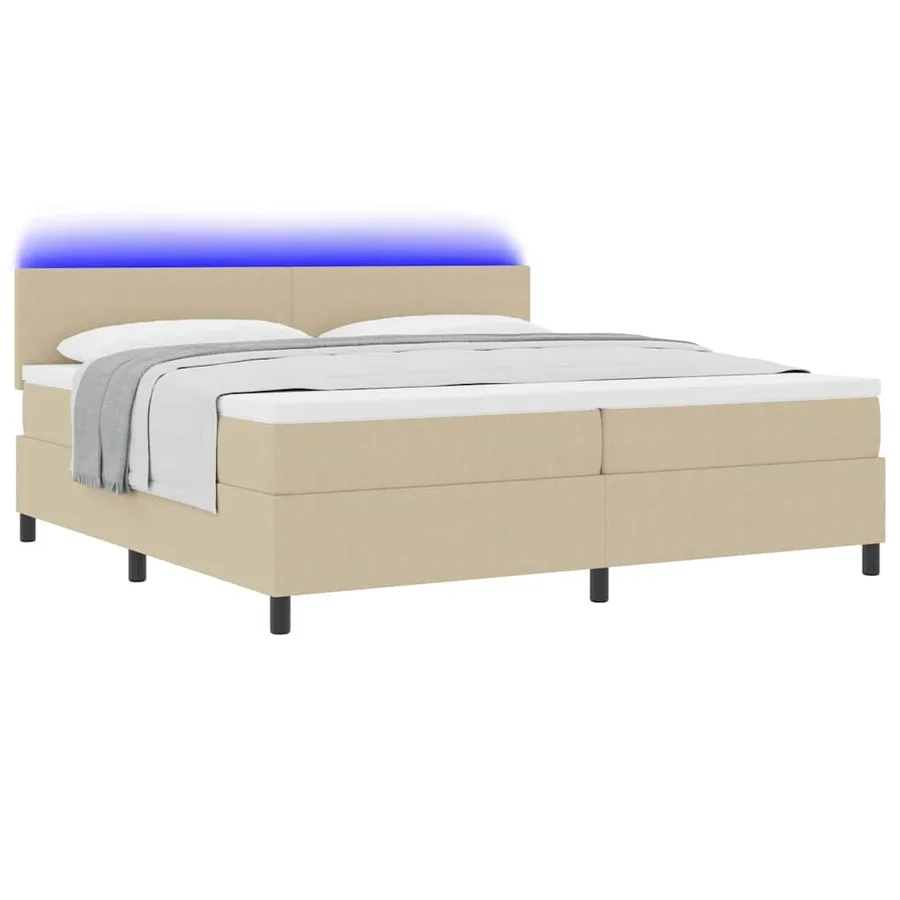 Lit à ressort LED Gris clair et blanc 200 x 200 cm - 3