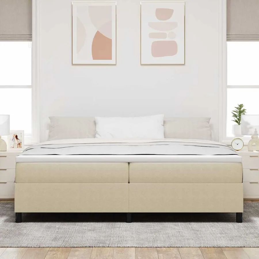 Lit à ressorts Gris clair et blanc 200 x 200 cm - 4