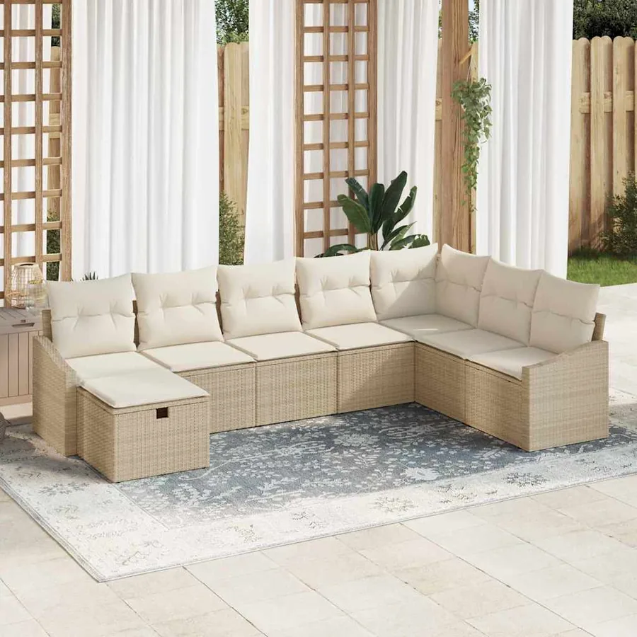 Ensemble de Canapés avec coussin 8 pcs polyrotin