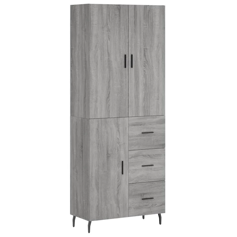 Buffet haut Sonoma gris 69,5x34x180 cm Bois d'ingénierie - 2