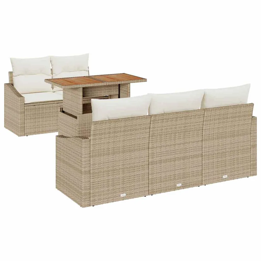 Ensemble de canapé de jardin 6 pcs Beige Poly rotin - 2