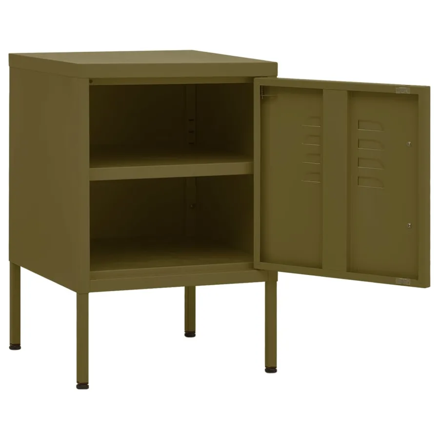 Table de chevet Vert olive 35x35x51 cm Acier - 4