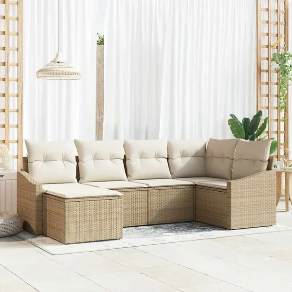 Ensemble de salle à manger pour jardin 6 pcs Beige et crème