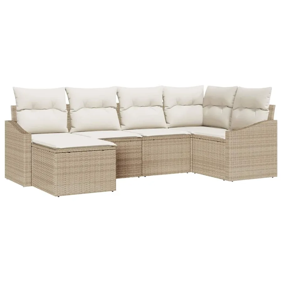 Ensemble de salle à manger pour jardin 6 pcs Beige et crème - 2