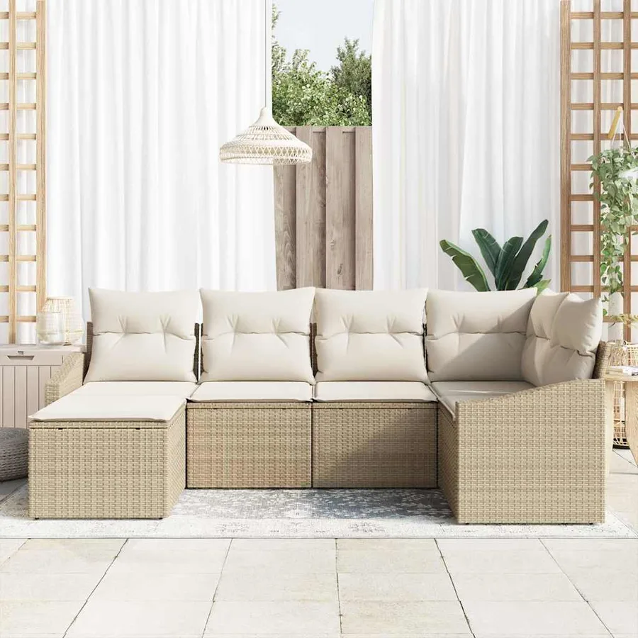 Ensemble de salle à manger pour jardin 6 pcs Beige et crème - 3