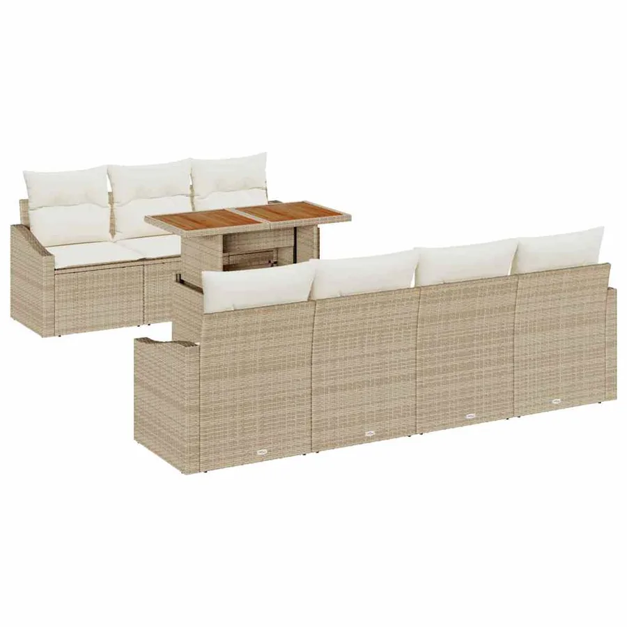 Ensemble de canapé de jardin 8 pcs Beige Poly rotin - 2