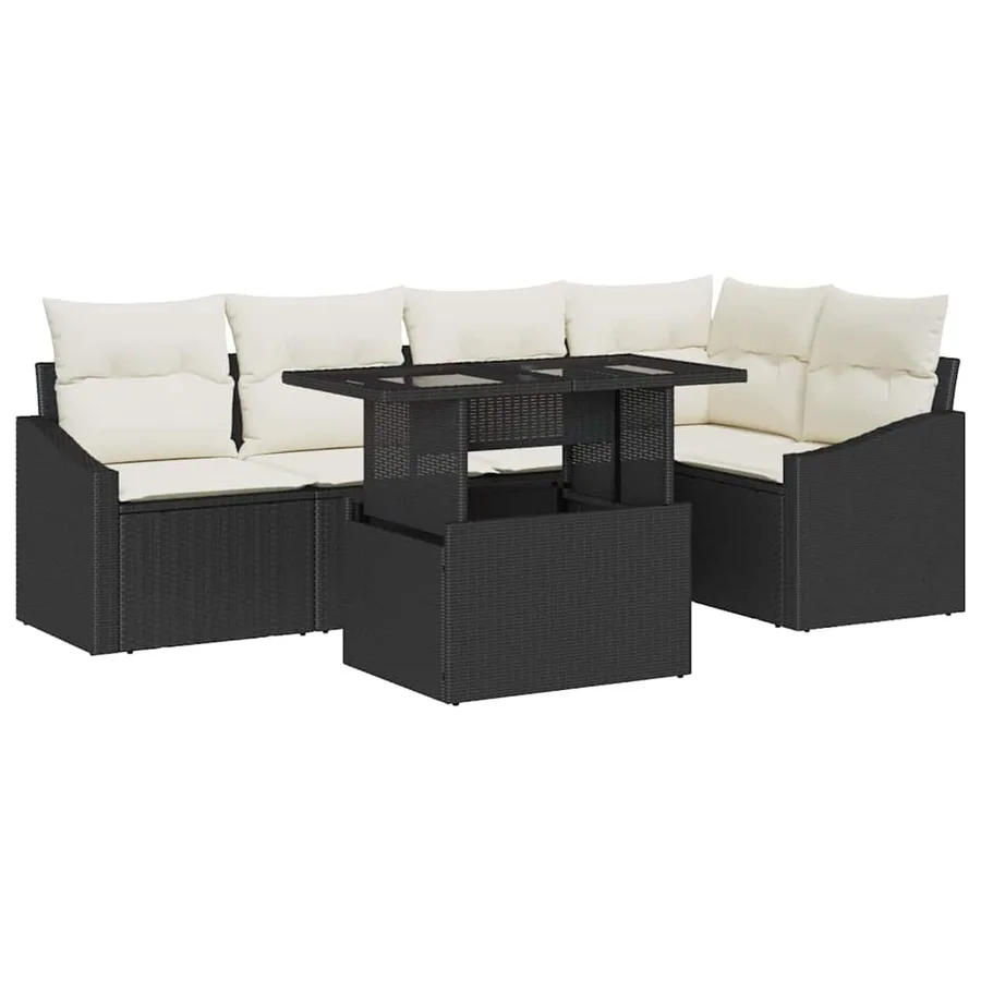 Ensemble de canapé de jardin avec coussin 6 pcs Noir et Crème - 2