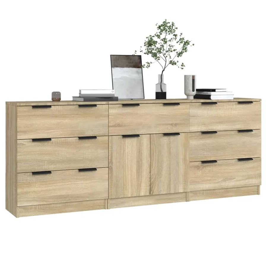 Buffets 3 pcs Chêne sonoma Bois d'ingénierie - 3
