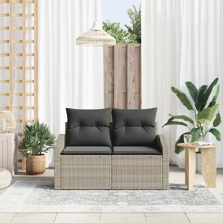 Canapé de jardin avec coussin 123 x 62 x 69 cm polyrotin - 3