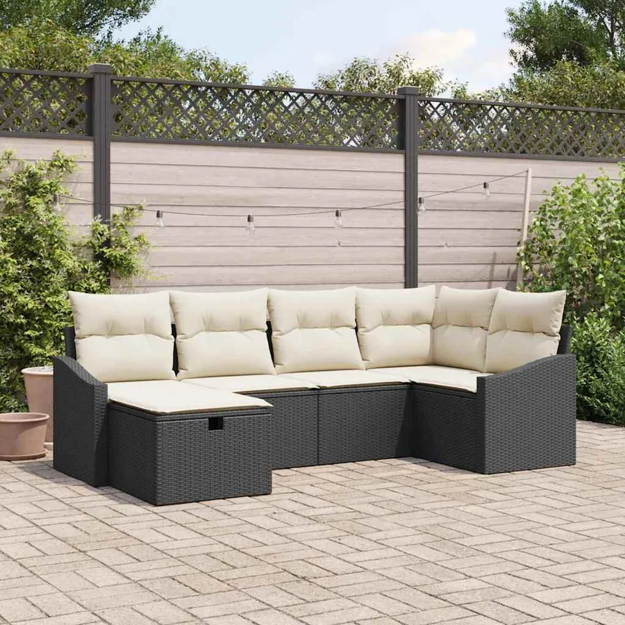 Ensemble de Canapés avec coussin 7 pcs polyrotin