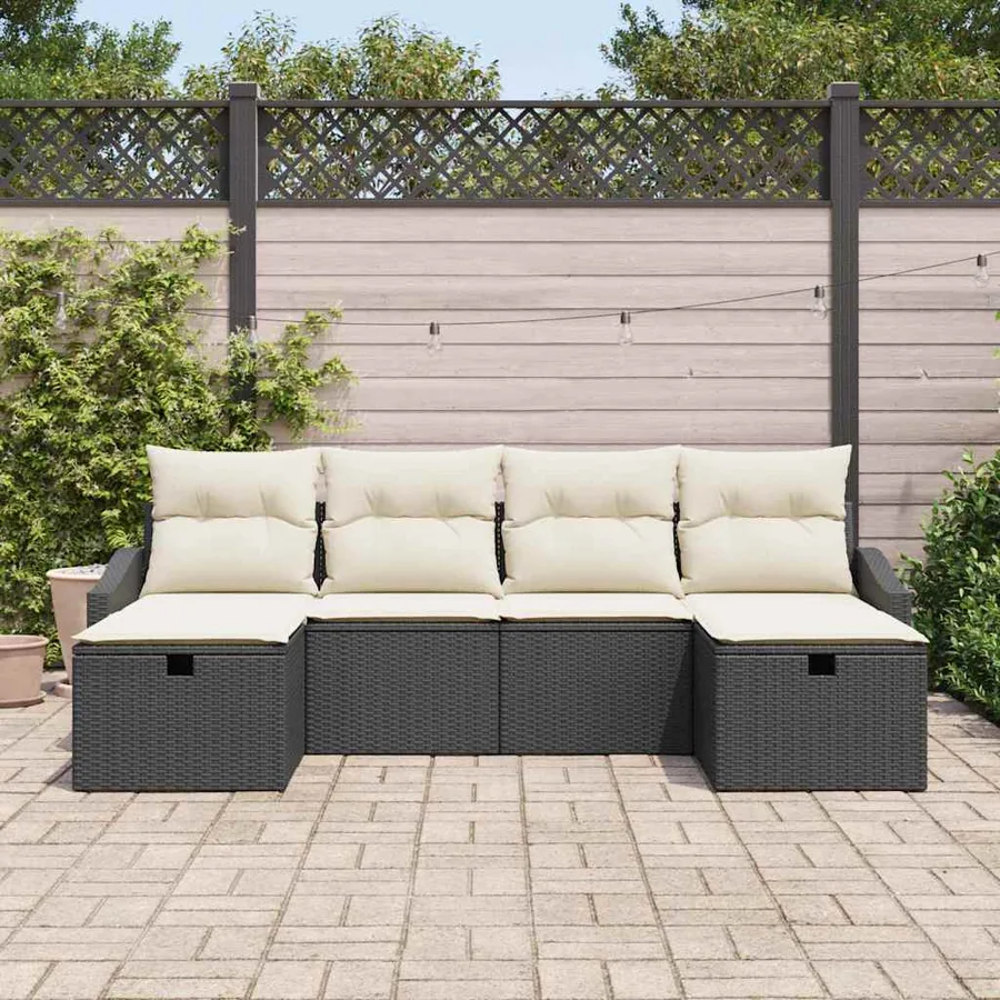 Ensemble de Canapés avec coussin 6 pcs polyrotin - 3