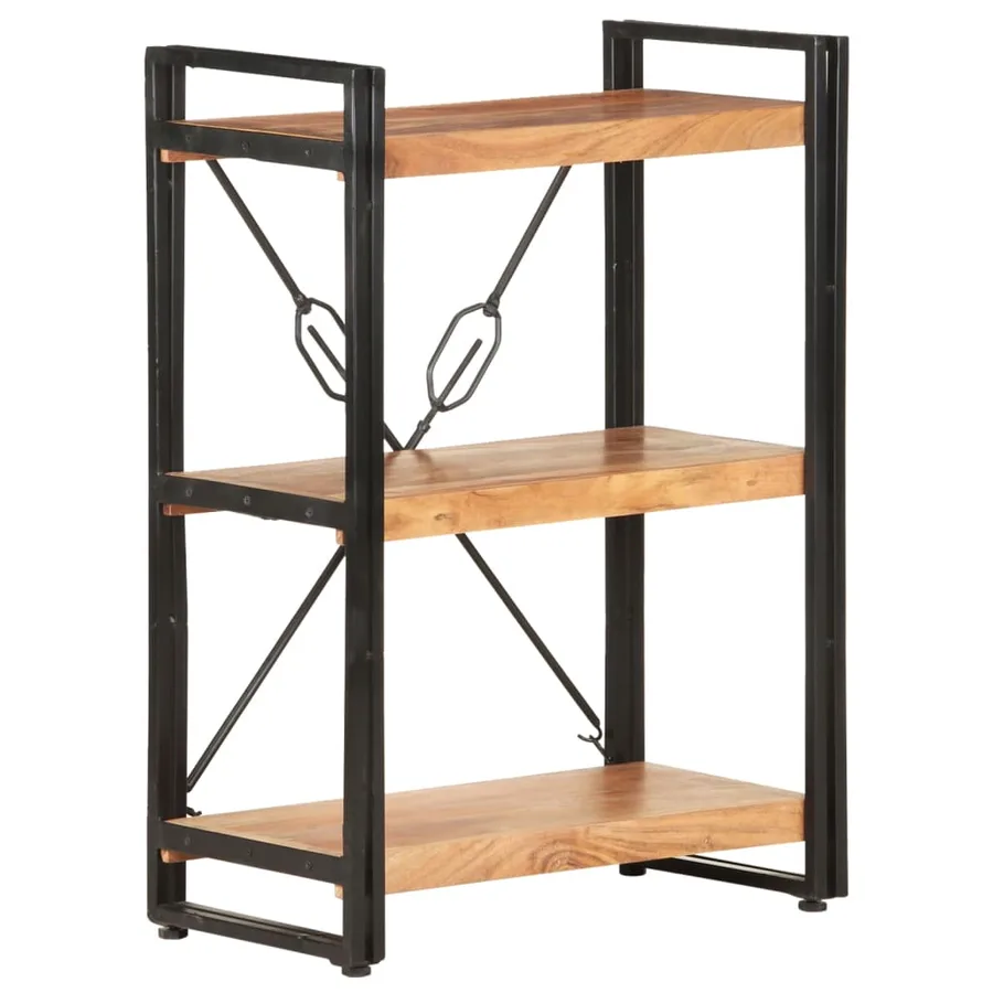 Bibliothèque à 3 niveaux 60x30x80 cm Bois d'acacia massif - 9