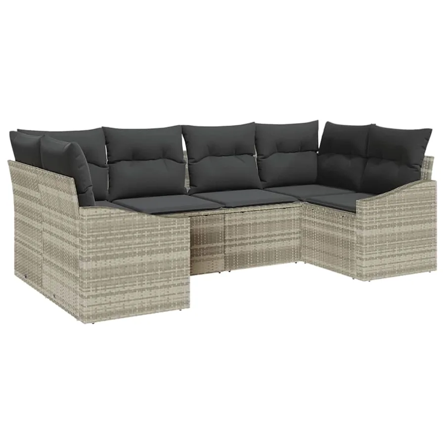 Ensemble de canapé de jardin 6 pcs Gris clair polyrotin - 2
