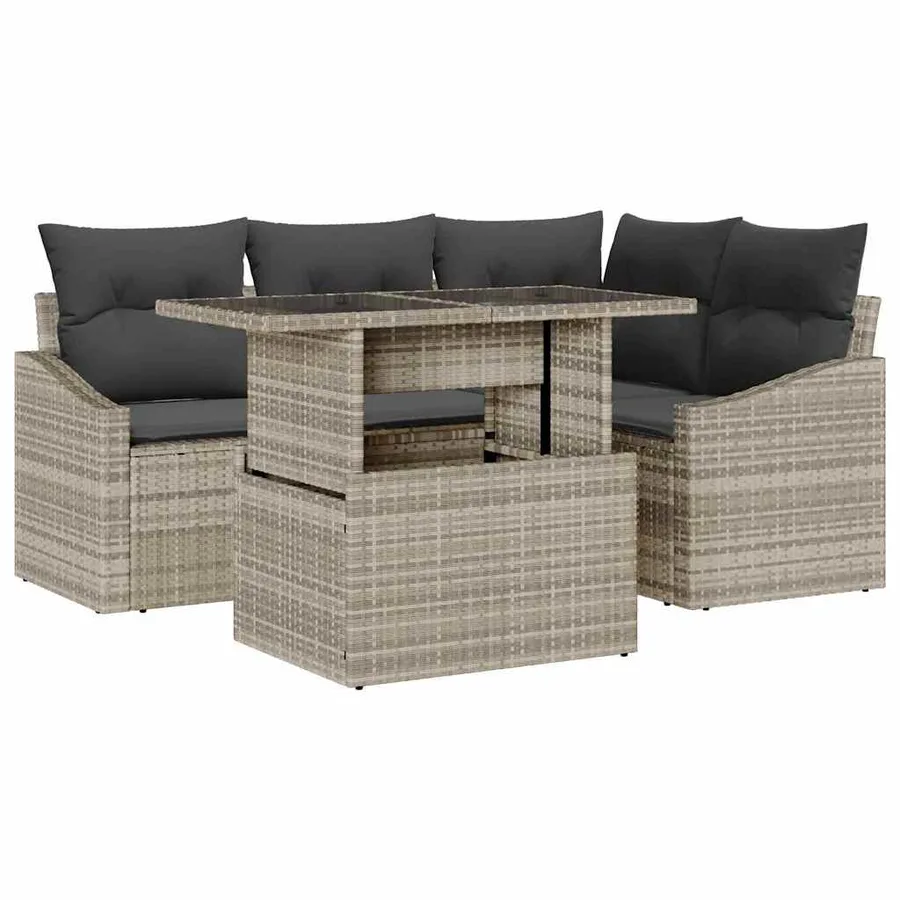 Ensemble de canapé de jardin 5 pcs Gris clair et gris foncé - 2