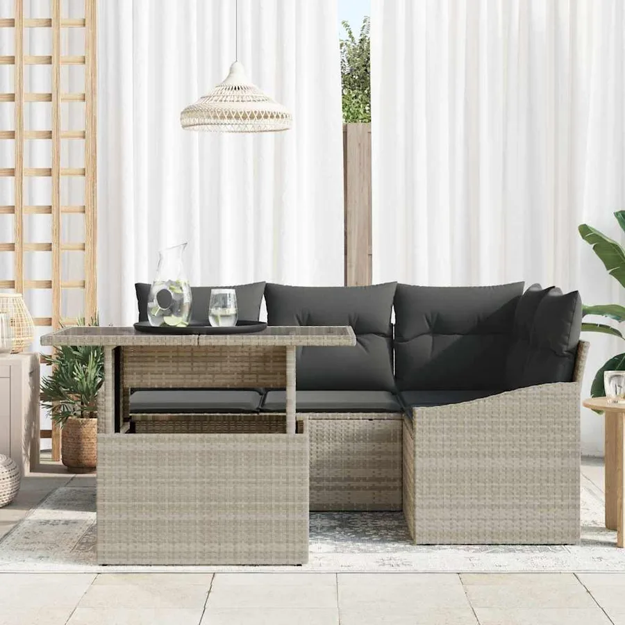 Ensemble de canapé de jardin 5 pcs Gris clair et gris foncé - 3