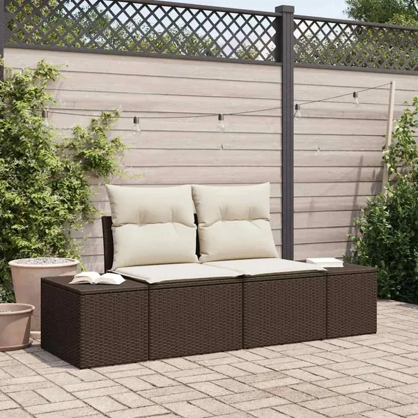 Canapé de jardin avec coussin Marron 184 x 62 x 69 cm polyrotin