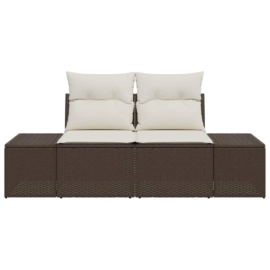Canapé de jardin avec coussin Marron 184 x 62 x 69 cm polyrotin - 5
